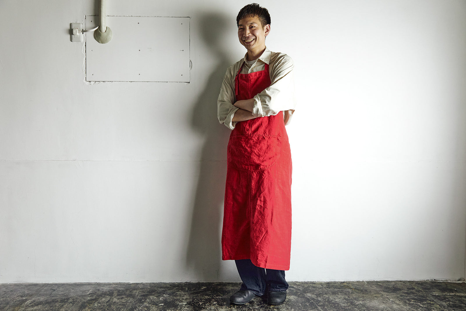 CUMO エプロン クリーム色 ポケット付き