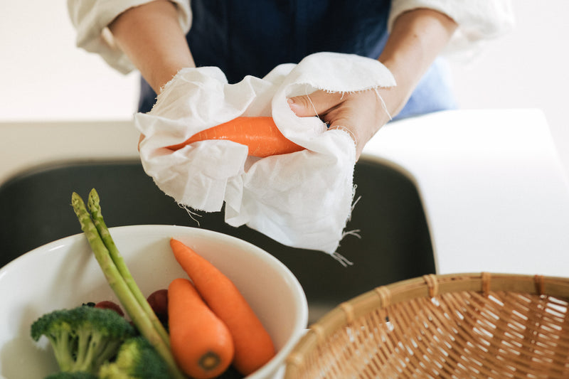 野菜を洗ったら、「さささ」でさっと拭く。